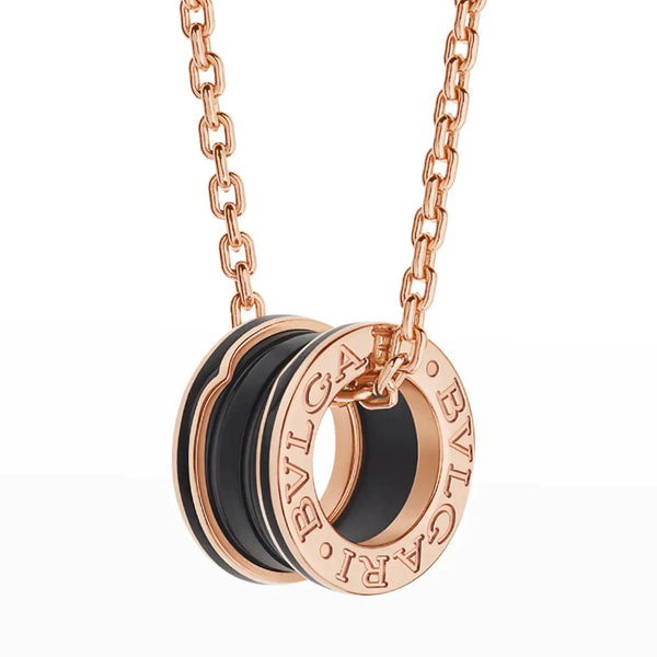ˇFashion StreetˇZERO 1 BLACK CERAMIC PINK GOLD NECKLACE