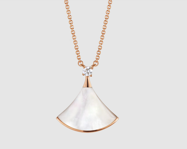 ˇFashion StreetˇDREAM NECKLACE WHITE MOP PINK GOLD 1 DIAMOND