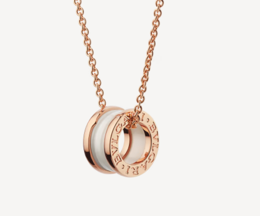 ˇFashion StreetˇZERO 1 WHITE CERAMIC PINK GOLD NECKLACE