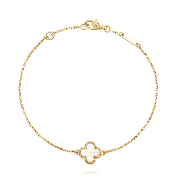 ˇFashion StreetˇCLOVER WHITE MOP SINGLE FLOWER BRACELET