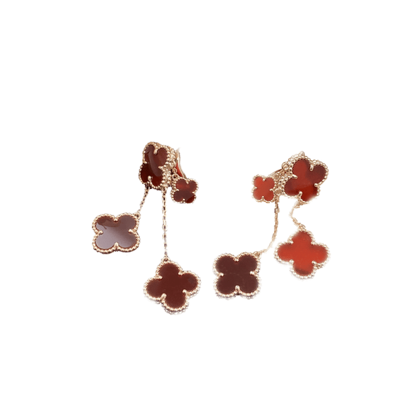 ˇFashion StreetˇCLOVER EARRINGS CARNELIAN 4 MOTIFS PINK GOLD
