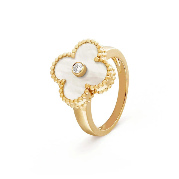 ˇFashion StreetˇCLOVER PINK MOP RING GOLD DIAMOND
